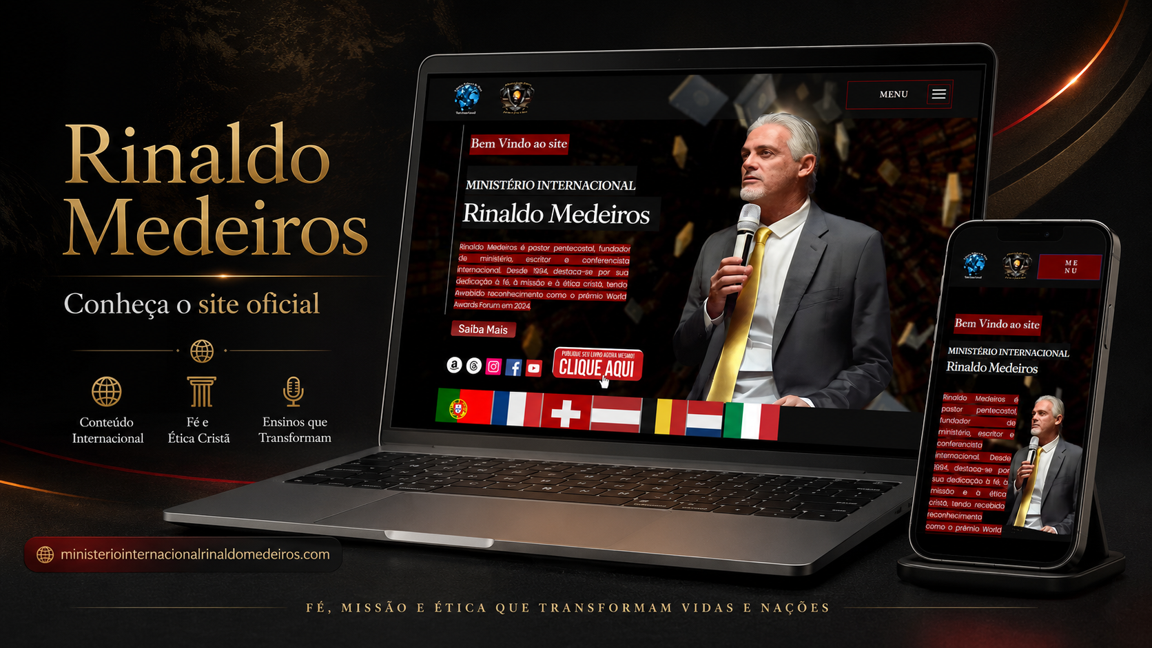 Capa do site oficial de Rinaldo Medeiros